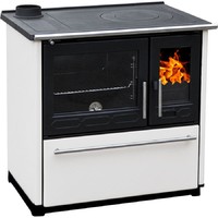Плита PLAMEN 850 GLAS, белая, труба слева