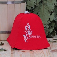 Шапка для бани Рушер "Russia" ПЭ (красный)