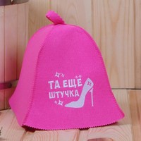Шапка для бани Рушер "Та еще штучка", фетр искус.(розовый)