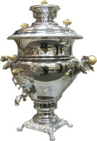 Самовар жаровой С.2004/1 с трубой оцинкованной цвет латунь (покрытие никель) 6 л