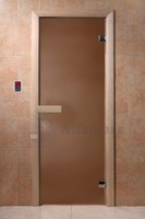 Дверь стеклянная (стекло бронза матовая 8 мм, 2 петли коробка осина) 1850*600
