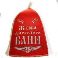 Шапка для бани Жена директора бани с аппликацией цвет бело - красный С/П