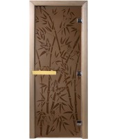 Дверь стеклянная «DoorWood Бамбук и бабочки» Бронза Матовая, 8 мм, 1900х700, 3 петли - липа