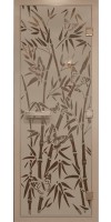 Дверь стеклянная «DoorWood Бамбук и бабочки» Сатин, 8 мм, 1900х700, 3 петли - липа