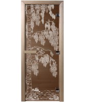 Дверь стеклянная «DoorWood Берёзка» Бронза, 8 мм, 1900х700, 3 петли - осина