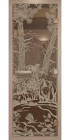 Дверь стеклянная «DoorWood Мишки в лесу» Прозрачная, 8 мм, 1900х700, 3 петли - липа