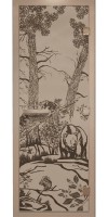 Дверь стеклянная «DoorWood Мишки в лесу» Черный жемчуг матовая, 8 мм, 1900х700, 3 петли - липа